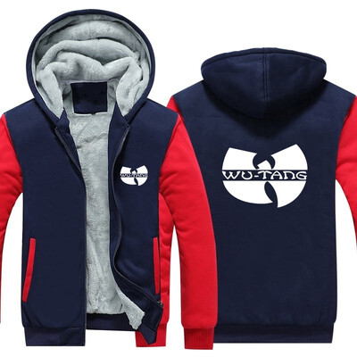 

2018 New USA SIZE Men Winter Autumn Hoodies Wu-Tang Clan pattern Fleece Coat Baseball Uniform Sportswear Jacket wool