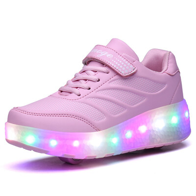 

Heelys LED light sneakers with Double TWO wheel boy Girl roller skate casual shoe with roller girl zapatillas zapatos con ruedas