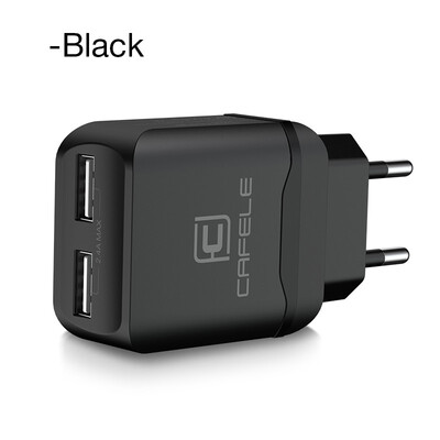 

Cafele EU Plug Dual USB Charger DC 5V 24A 12W Universal Portable Travel Wall Adapter Mobile Phone Charger for iPhone Laptop