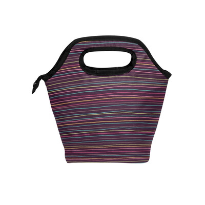 

Lunch Bag Tote Bag Colorful Line Travel Picnic Organizer Lunch Holder Handbags Lunch Bag Box