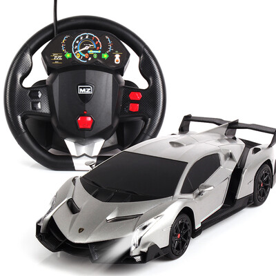 

Mizzy model MZ remote control Lamborghini poison sports car steering wheel gravity sensor remote control charging gift box children boy toy car model 124 gray