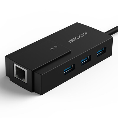 

QIC LU3-BK USB 30 Hub with 3 Ports&1000 Mbps RJ45 Ethernet Adapter