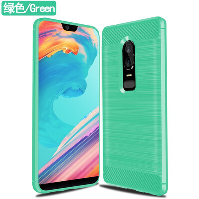 

Fivice Oneplus6 case Brushed carbon fiber silicone anti-fall soft shell phone case