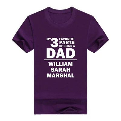 

Custom Names 3 Favorite Parts Of Being a Dad Young Mens T-Shirt
