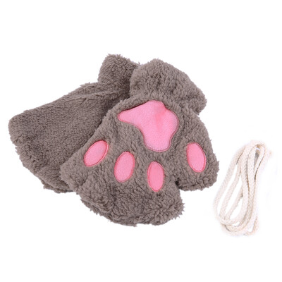 

Lovely Women Cat Claw Paw Mitten Plush Glove Costume Gift Winter Half Finger