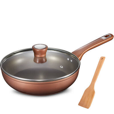 

Jingdong Supermarket Ai Shida 26CM fire dragon eyes new non-stick frying pan JL26A1WG-T flat bottom less smoke pan deep coffee color