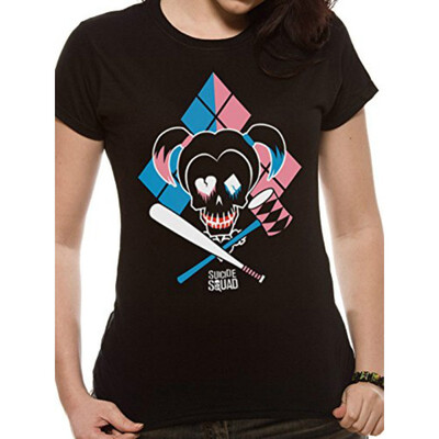 

Official Ladies Suicide Squad Harley Quinn Skull Icon Print T-Shirt Sizes S-XXL