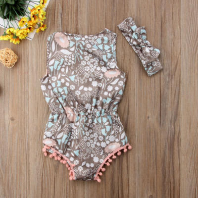

Newborn Infant Baby Girl Floral Tassel Romper Jumpsuit Sunsuit Summer Outfits UK