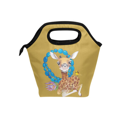 

Lunch Bag Deer And Bird Tote Travel Picnic Insulated Handbags Portable Zipper Lunch Bag Box
