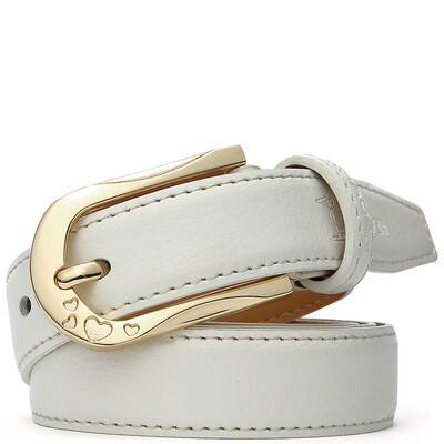 

PLOVER Women&39s Belt Fashion Classic Buckle Belt Leather Belt P1503M014J White