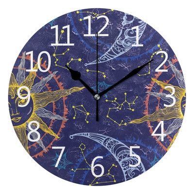 

Wall Clock Sun And Moon Round Wall Clock Arabic Numerals Design