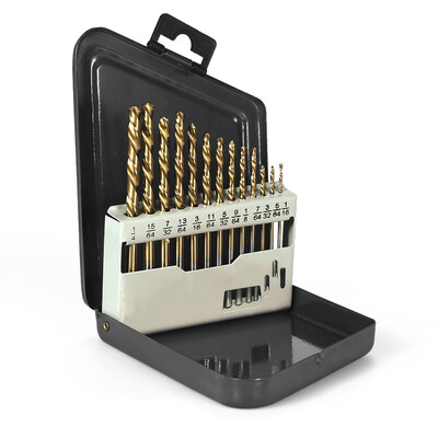 

13pcs Left Handed Drill Bit Set M2 HSS with Titanium Nitride Coating 116" - 14
