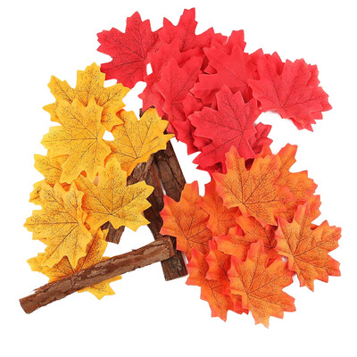 

UpperX 3 Color 300PCS Artificial Cloth Maple Leaves Multicolor Autumn Fall Leaf For Art Scrapbooking Wedding Wall Decor Craft
