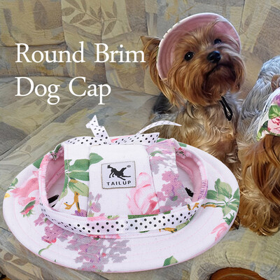 

Round Brim Dog Cap Pet Hat Canvas Sun Cap with Ear Holes for Small Dogs Puppy