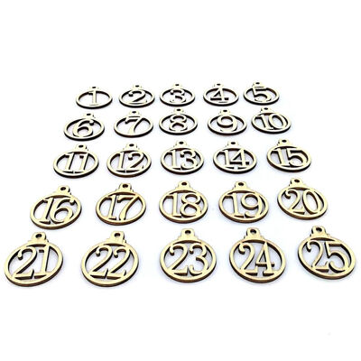 

UpperX 25pcs 1-25 Wooden Christmas Advent Calendar Gift Tags Number Gift Tags Christmas Countdown Tags Christmas Decoration
