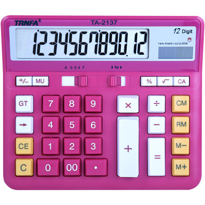 

Letter hair TRNFA TA-2137 bright color office calculator pink