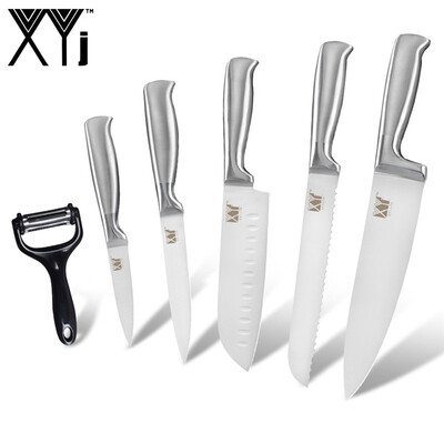 

XYJ 6 PCS Set Kitchen Stainless Steel Knife Peeler Stainless Steel Blade&Handle paring Utility Bread Chef Slicing Knife