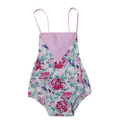 

Newborn Infant Girls Floral Cotton Romper Sleeveless Bodysuit Clothes Outfit New