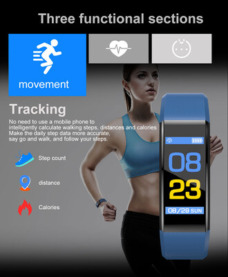 

ID115plus Smart Bracelet 096inch TFT Screen 90mAh Heart Rate Blood Pressure Monitoring Calorie Fitness IP67 Waterproof BT Alarm