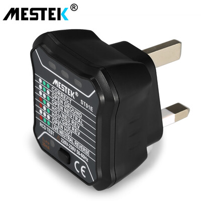 

MESTEK Portable Socket Tester Wire Receptacle Tester Polarity Circuit Detector Wall Plug Detection Tool 220250V