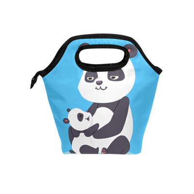 

Lunch Bag Panda Mother Tote Travel Picnic Insulated Handbags Portable Zipper Lunch Bag Box