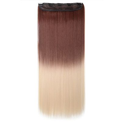 

Ombre Synthetic Fiber Clips in on Hair Extension 34 Full Head One Piece 5 Clips Long Silky Curly Wavy