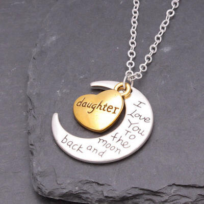 

Best GoldSilver Family I LOVE YOU TO THE MOON AND BACK Necklace Charm Pendant