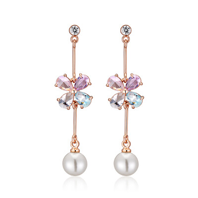 

ITALINA (Italina) Bi Ling розовые цветы серьги с использованием Swarovski Elements моды розовые подарки