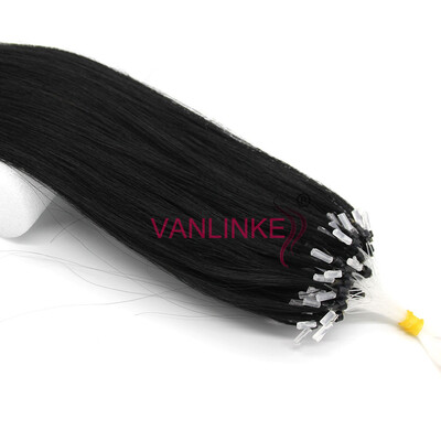 

Micro Ring Beads Easy Loop Tip Womens Human Hair Extensions Straight 1 Jet Black 100s 14-26"