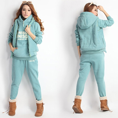 

2019 autumn&winter womens casual hooded fleece sweater three-piece suit sports suit