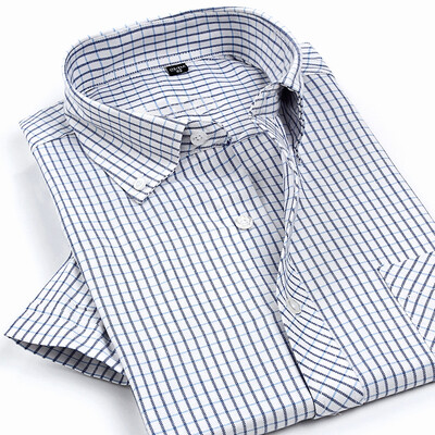 

Summer men's casual short-sleeved plaid shirt
