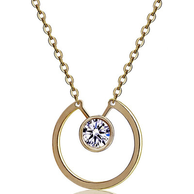 

YISHIZHIAI Double Ring Ring Pendant Double Circle Necklace Fashion Women Jewelry 4492