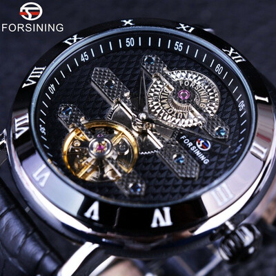 

Forsining Tourbillion Obscure Designer Leather Strap Mens Watch Top Brand Luxury Mechanical Automatic Watch Waterproof Clock Men