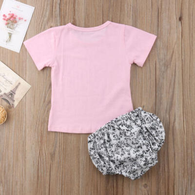 

Newborn Infant Baby Kids Girl Tops Tee Shirt Bloomer Diaper Cover Briefs Outfits
