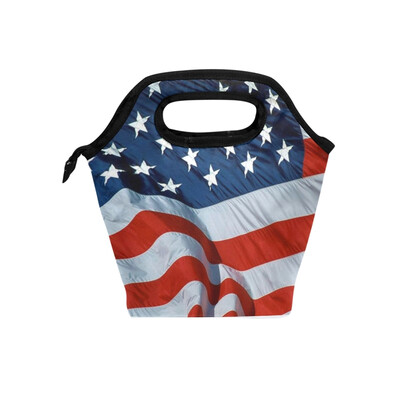 

Lunch Bag Tote Bag American Flag Travel Picnic Organizer Lunch Holder Handbags Lunch Bag Box for Office