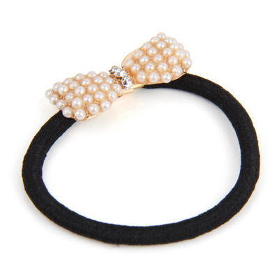 

Девушки White Pearl Кристалл Rhinestone Цветочный Ponytail держатель Веревка диапазона волос