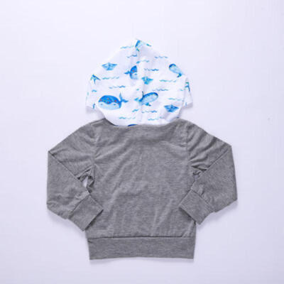 

2Pcs Newborn Kids Baby Boys Girls Whale Hooded Tops T-shirt Pants Outfit Clothes
