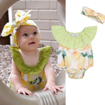 

2Pcs Newborn Baby Girl Summer Romper Bodysuit Jumpsuit Clothes Cotton Outfit Set