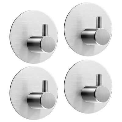 

UpperX 4pcs Self-adhesive Towel Hook Circle Bathrobe Hooks Hook Stainless Steel Bathroom&Kitchen Towel Rack Coat Hooks