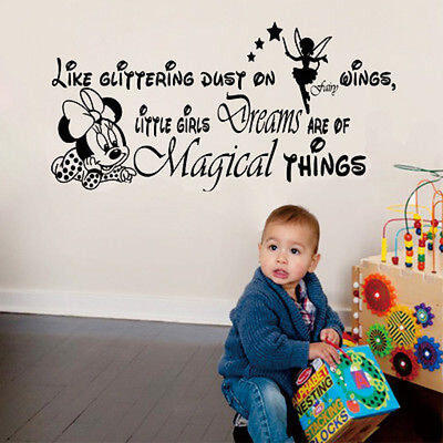 

Little Girls Dreams Letter Minnie Mouse Wall Stickers Girls Room Decor Decal Art