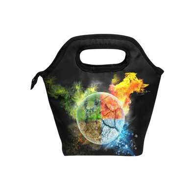 

Insulated Lunch Tote Bag Season Earth Travel Picnic Lunch Handbags Portable Zipper Lunch Bag Box