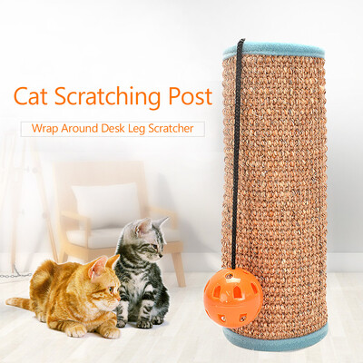 

Cat Scratcher Post Scratching Mat with Bell Ball Wrap Around Pole Sisal Blanket Scratcher Cat Scratch Play Toy