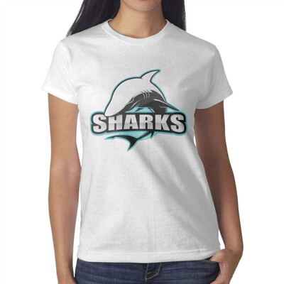 

Shark Birthday Sharks Decor Womens White T-Shirt Cotton Lightweight T-Shirts