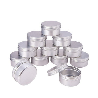

PH PANDAHALL 20 Pcs Silver Color Aluminium Jar Aluminium Box Make Up Jar Round Containers