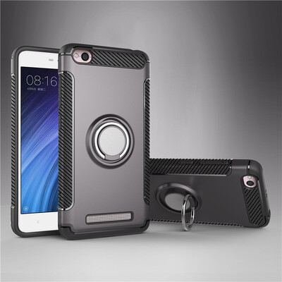 

Fivice Xiaomi Redmi 4A case PC metal ring shell magnetic car bracket TPU phone case