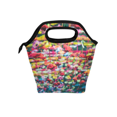 

Insulated Lunch Tote Bag Colorful Flower Travel Picnic Lunch Handbags Portable Zipper Lunch Bag Box