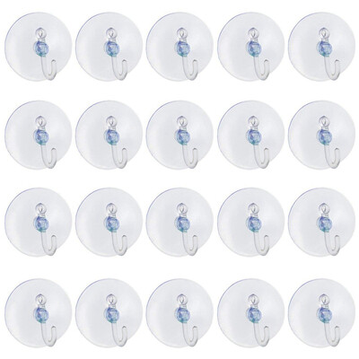 

UpperX 20 X Suction Cups Clear Plastic Cups with Metal Hooks Window Decoration Cabinet Sucker Christmas Decorations