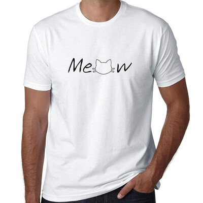 

Cat Meow Graphic With Cat Head Word Art Mens T-Shirt