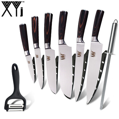 

XYj Kitchen Knives Tools 35" 5" 7" 8" inch Stainless Steel Knife Imitation Damascus Pattern Kitchen Knife