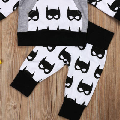 

Fashion Newborn Kids Baby Boy Hooded Tops Pants Batman Outfits Set Clothes 0-5T